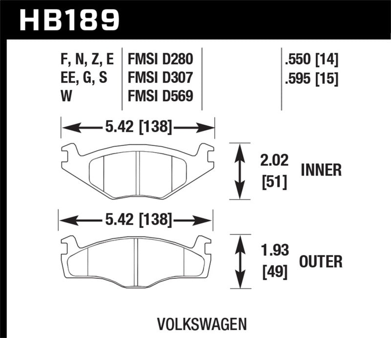 Brake Pads - Racing HAWKHB189D.595 Hawk Performance