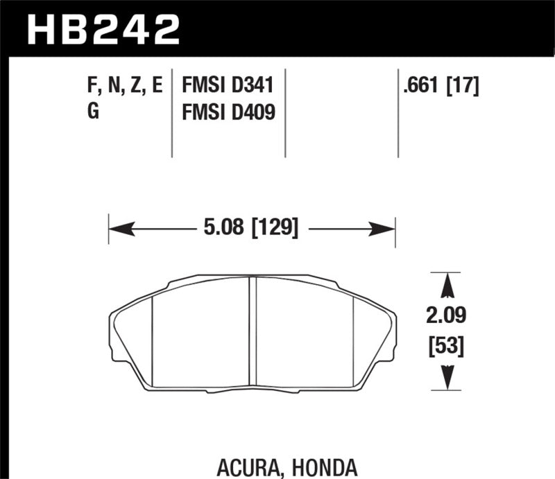 Brake Pads - Racing HAWKHB242D.661 Hawk Performance