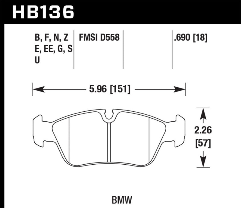 Brake Pads - Racing HAWKHB136D.690 Hawk Performance
