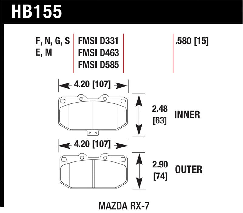 Brake Pads - Racing HAWKHB155E.580 Hawk Performance
