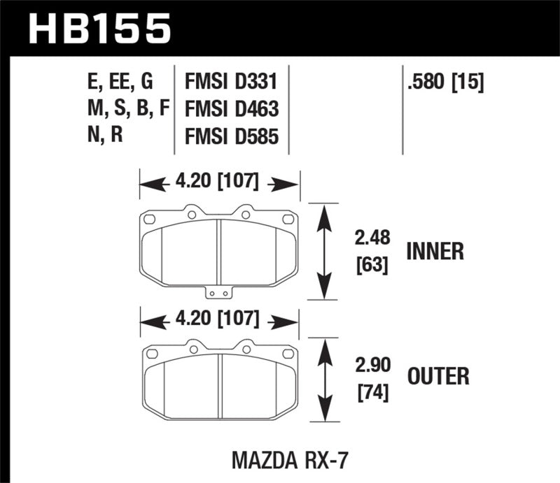Brake Pads - Performance HAWKHB155F.580 Hawk
