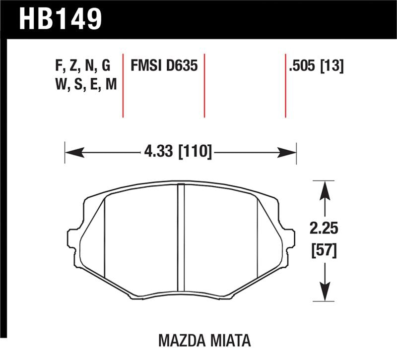 Brake Pads - Racing HAWKHB149G.505 Hawk Performance