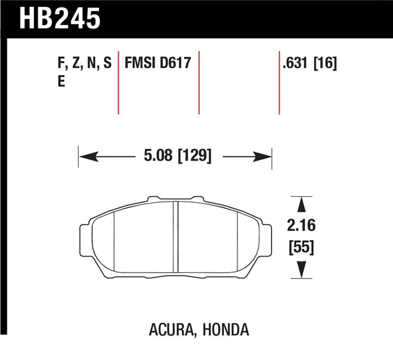 Brake Pads - Racing HAWKHB245E.631 Hawk Performance