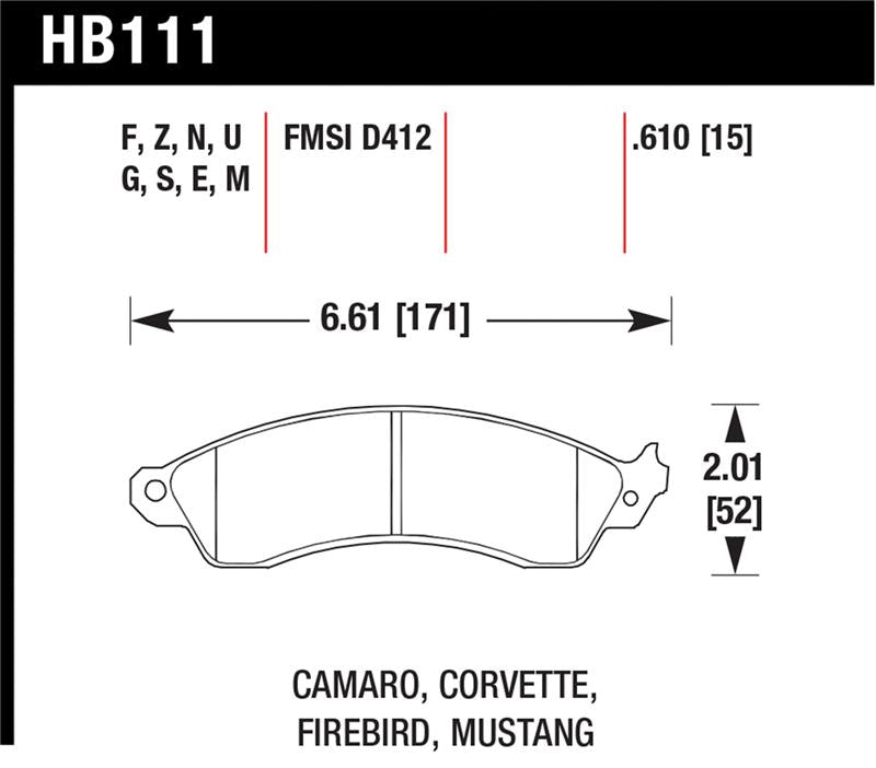 Brake Pads - Racing HAWKHB111U.610 Hawk Performance