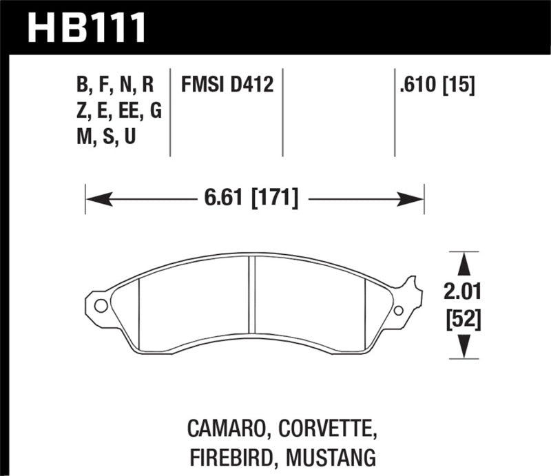 Brake Pads - Racing HAWKHB111G.610 Hawk Performance
