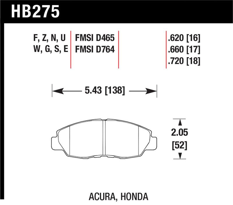 Brake Pads - Racing HAWKHB275U.620 Hawk Performance