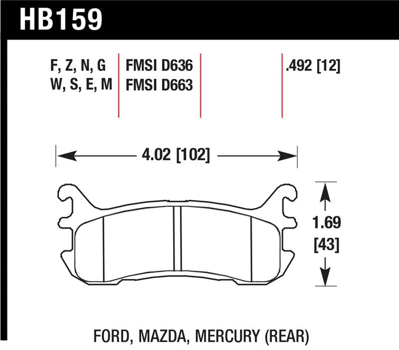 Brake Pads - Racing HAWKHB159W.492 Hawk Performance