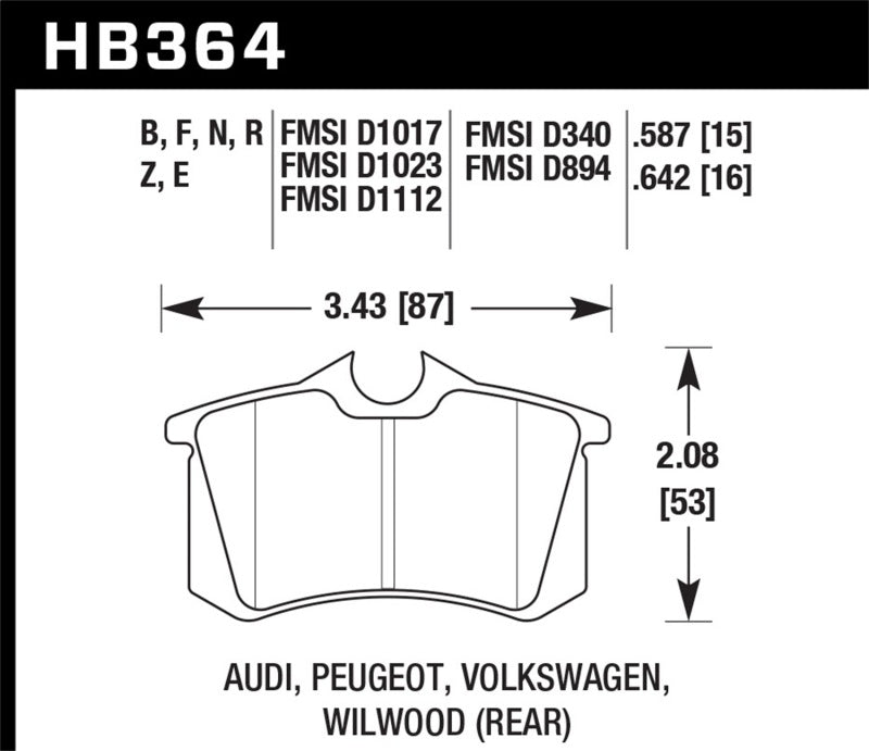 Brake Pads - Racing HAWKHB364D.587 Hawk Performance