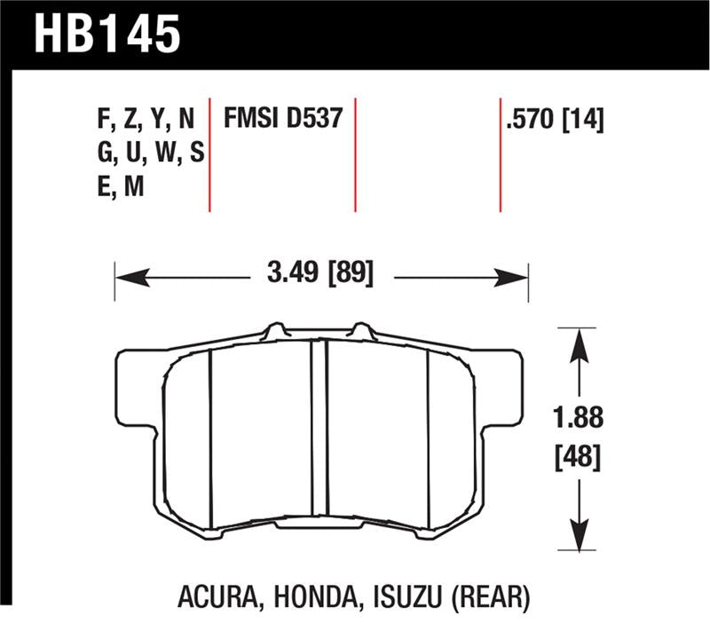 Brake Pads - Racing HAWKHB145S.570 Hawk Performance