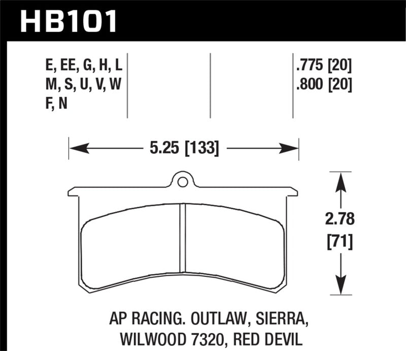 Brake Pads - Racing HAWKHB101G.800 Hawk Performance