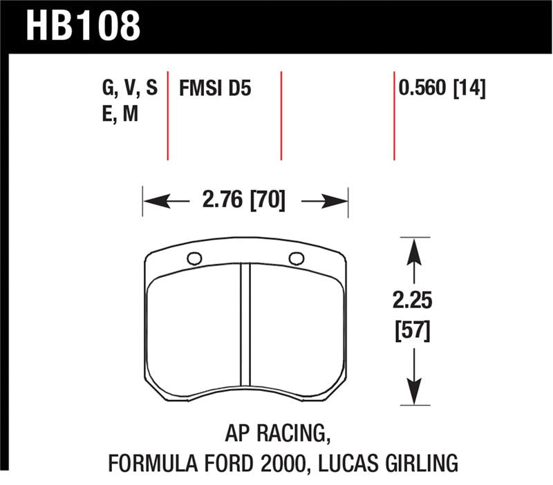 Brake Pads - Racing HAWKHB108E.560 Hawk Performance