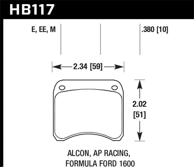 Brake Pads - Racing HAWKHB117E.380 Hawk Performance