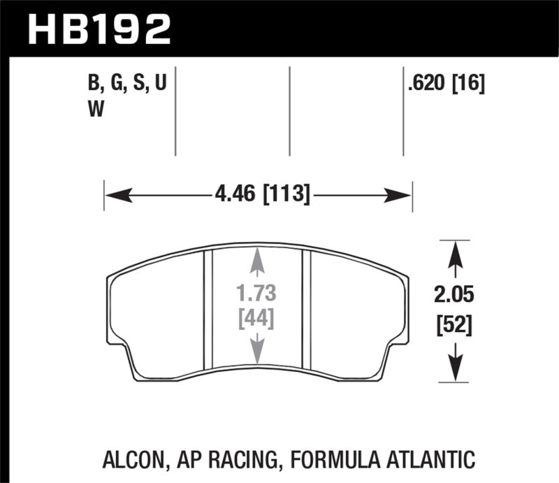 Brake Pads - Racing HAWKHB192U.620 Hawk Performance