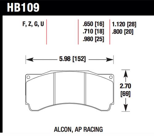 Brake Pads - Racing HAWKHB109G.710 Hawk Performance