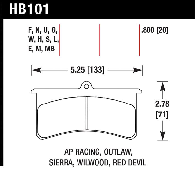 Brake Pads - Racing HAWKHB101S.800 Hawk Performance