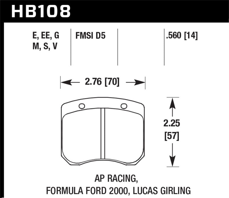 Brake Pads - Racing HAWKHB108G.560 Hawk Performance