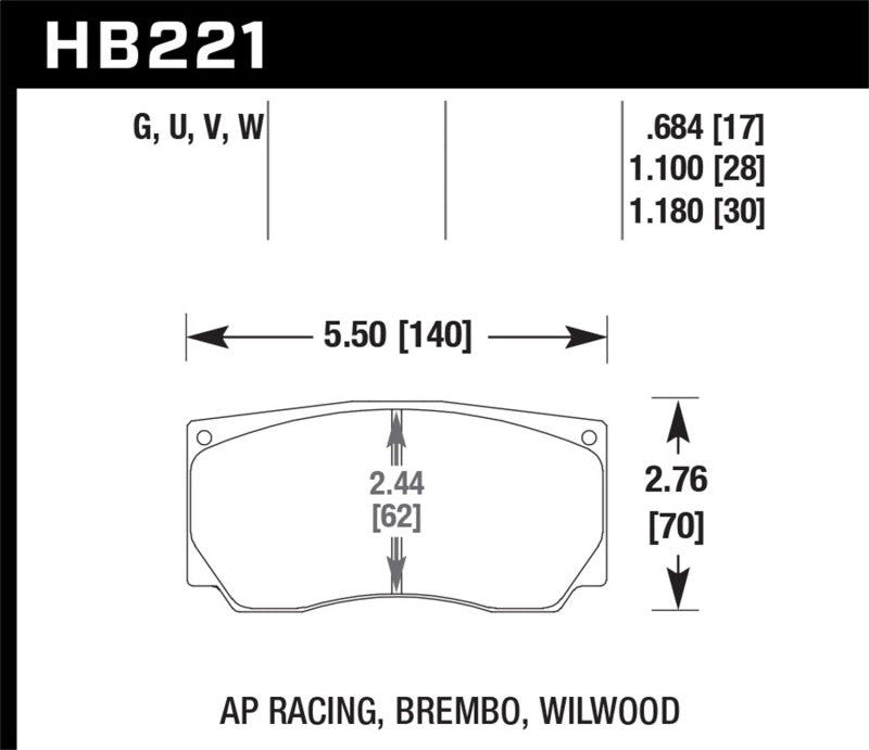 Brake Pads - Racing HAWKHB221U.787 Hawk Performance