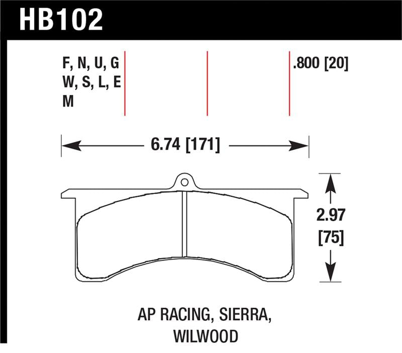 Brake Pads - Racing HAWKHB102M.800 Hawk Performance