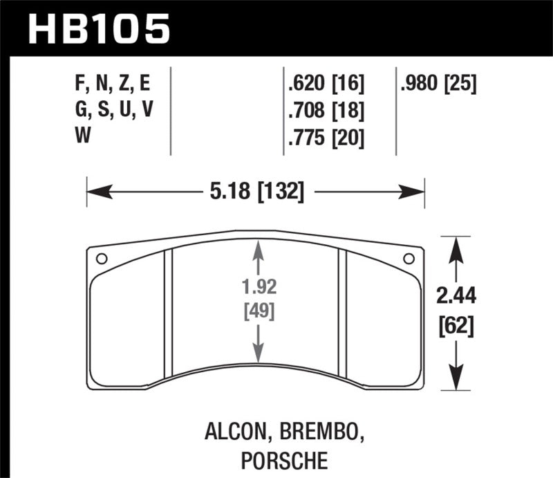 Brake Pads - Racing HAWKHB105G.620 Hawk Performance