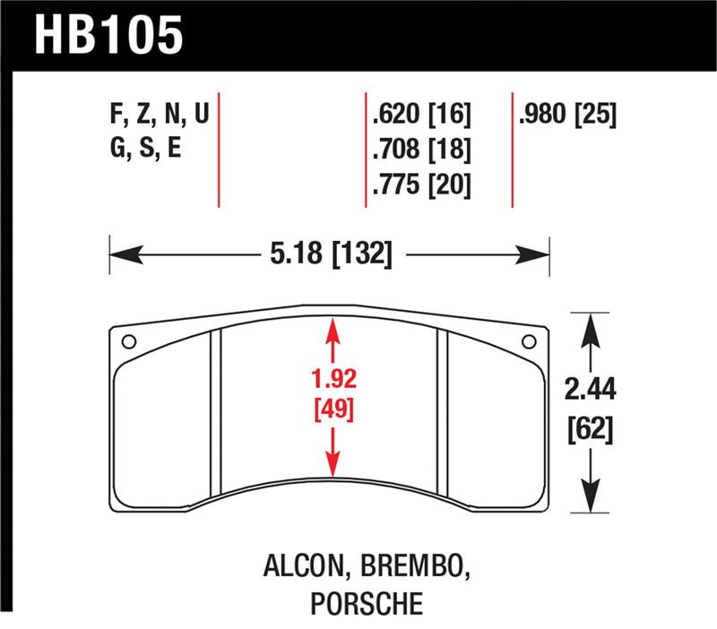 Brake Pads - Racing HAWKHB105G.620 Hawk Performance