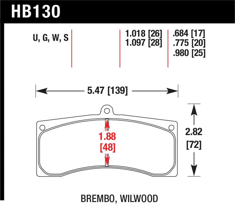 Brake Pads - Racing HAWKHB130U.980 Hawk Performance
