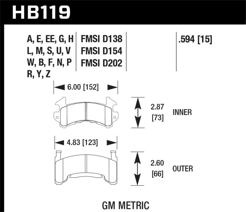 Brake Pads - Racing HAWKHB119M.594 Hawk Performance