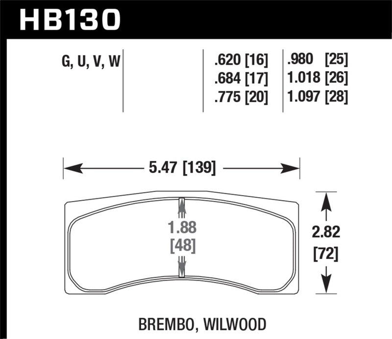 Brake Pads - Racing HAWKHB130V.775 Hawk Performance