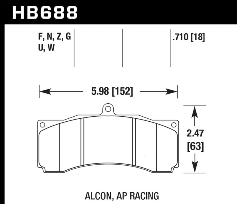 Brake Pads - Racing HAWKHB688U.710 Hawk Performance