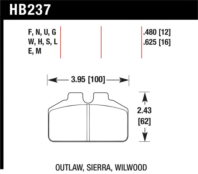 Brake Pads - Racing HAWKHB237M.480 Hawk Performance