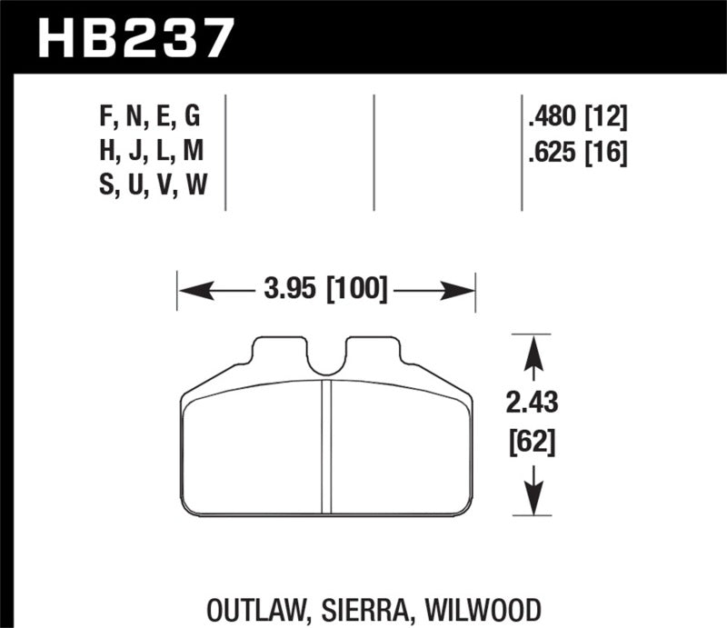 Brake Pads - Racing HAWKHB237M.480 Hawk Performance