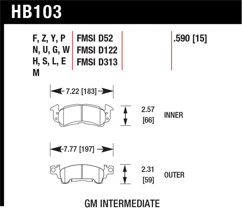 Brake Pads - Performance HAWKHB103F.590 Hawk