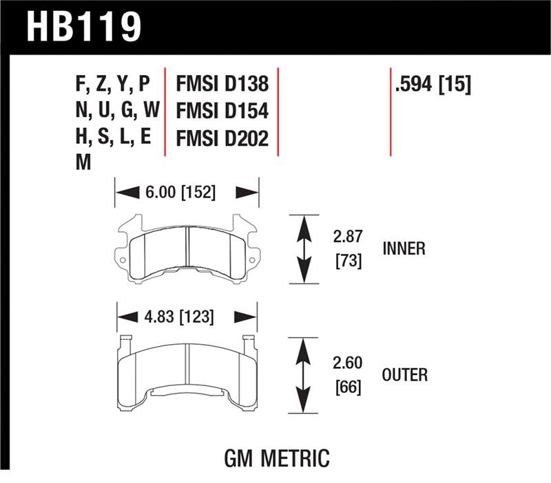 Brake Pads - Performance HAWKHB119Z.594 Hawk