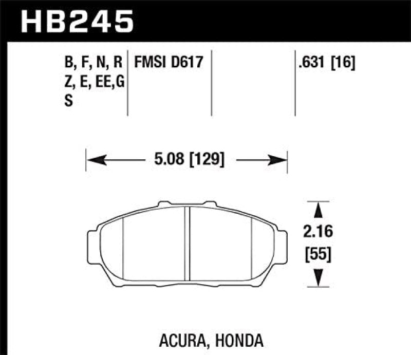 Brake Pads - Racing HAWKHB245D.631 Hawk Performance
