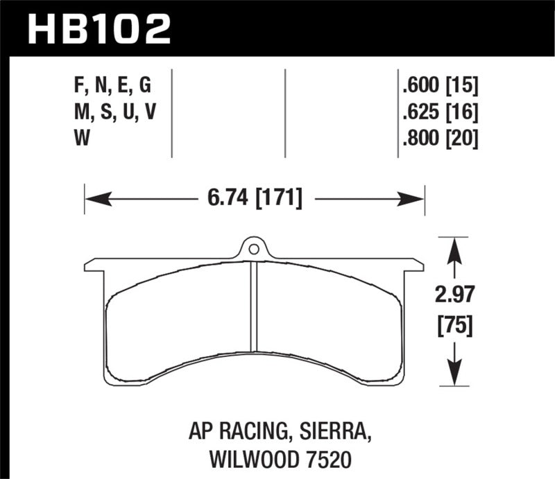 Brake Pads - Racing HAWKHB102W.600 Hawk Performance