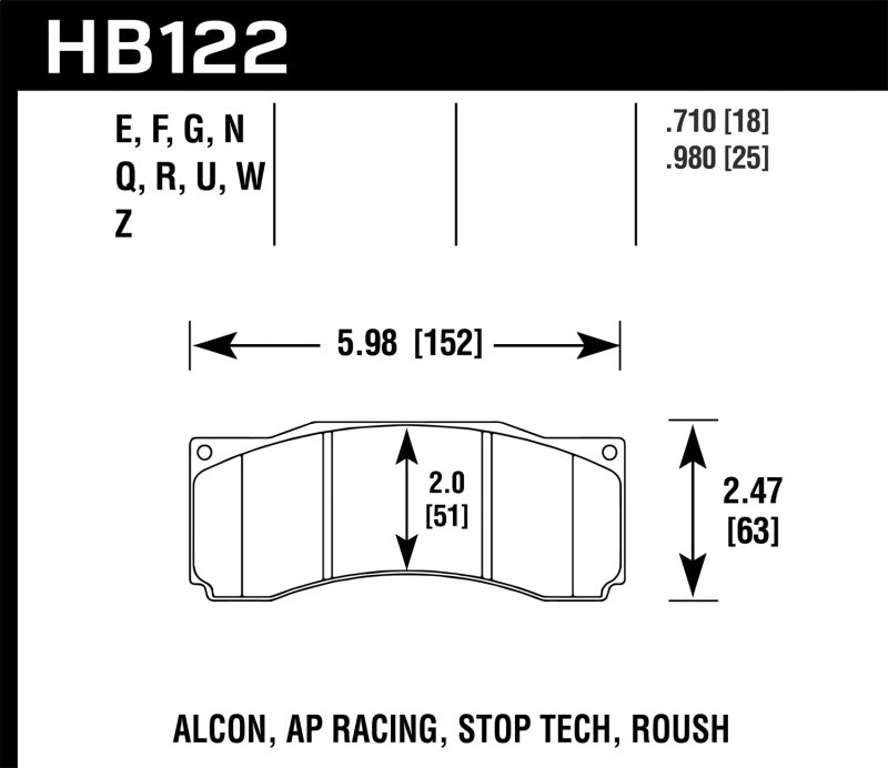 Brake Pads - Racing HAWKHB122G.710 Hawk Performance