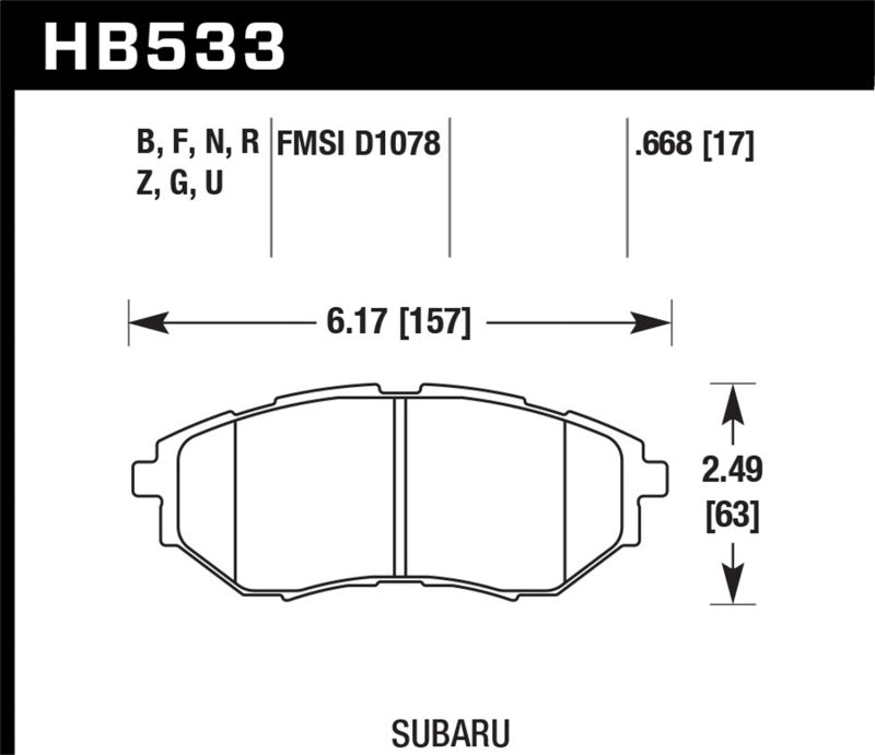 Brake Pads - Racing HAWKHB533U.668 Hawk Performance