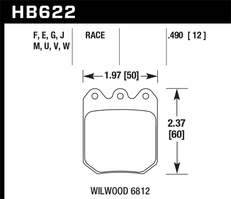 Brake Pads - Racing HAWKHB622W.490 Hawk Performance