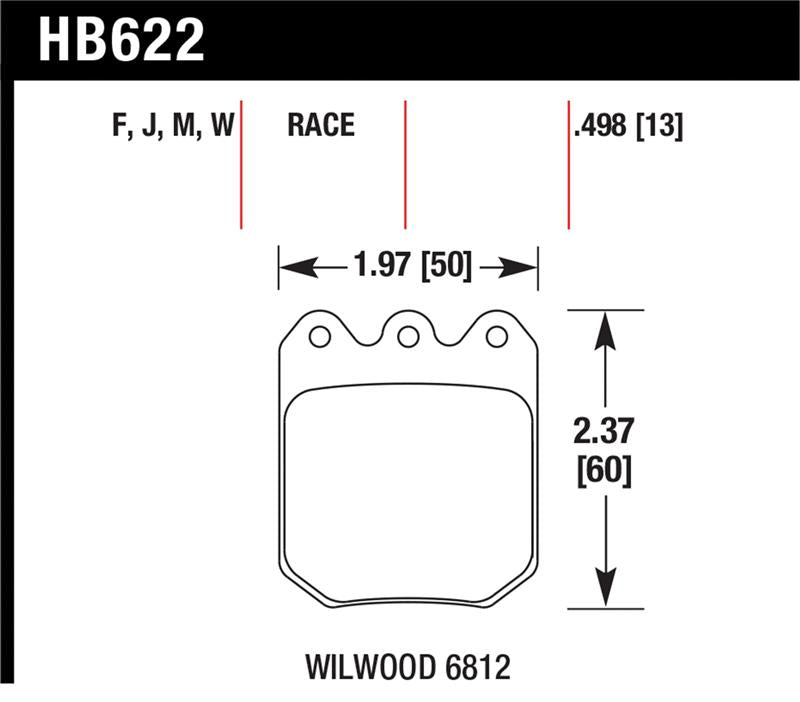 Brake Pads - Racing HAWKHB622W.490 Hawk Performance