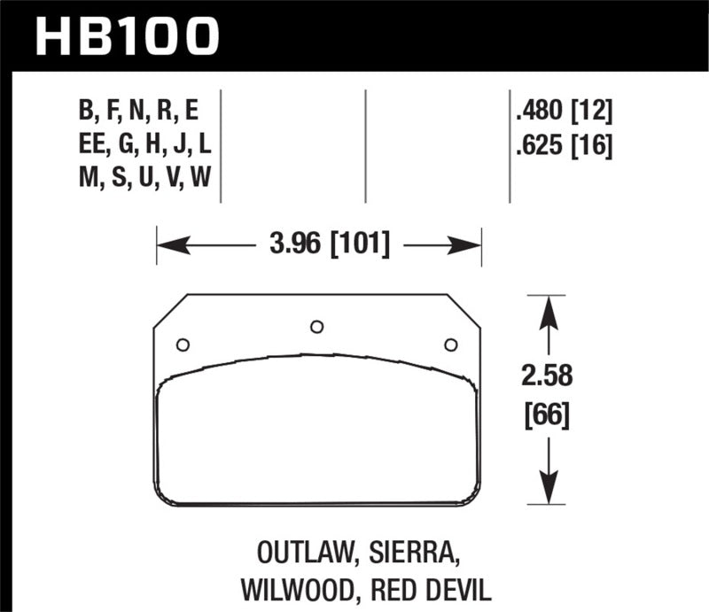 Brake Pads - Racing HAWKHB100W.480 Hawk Performance