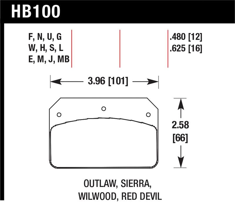 Brake Pads - Racing HAWKHB100U.480 Hawk Performance