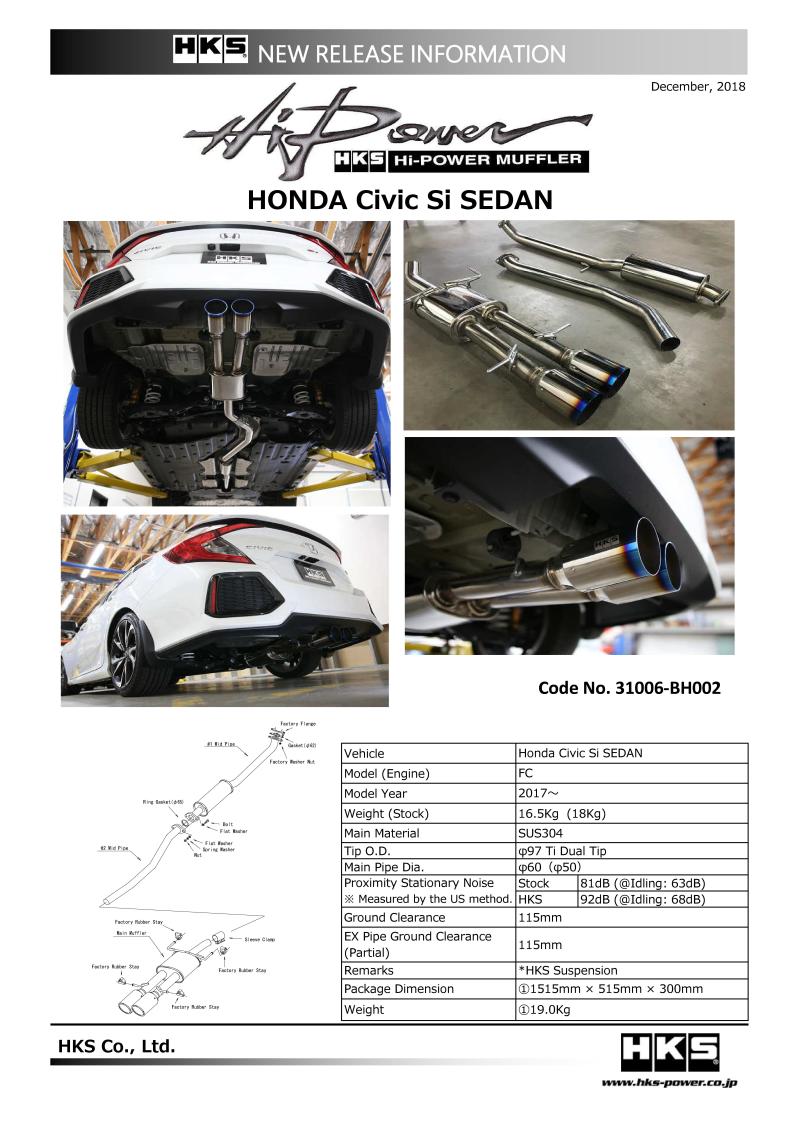 Catback HKS31006-BH002 HKS