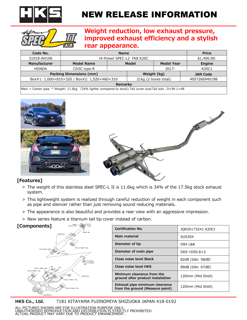 Catback HKS31019-AH106 HKS