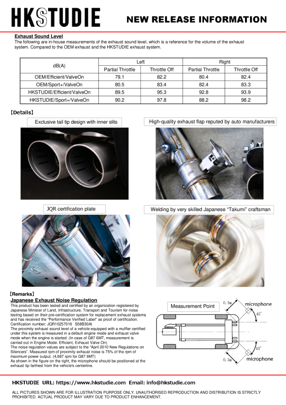 Catback HKSHKSTUDIE-EX003 HKS