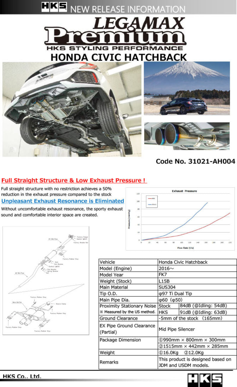 Catback HKS31021-AH004 HKS