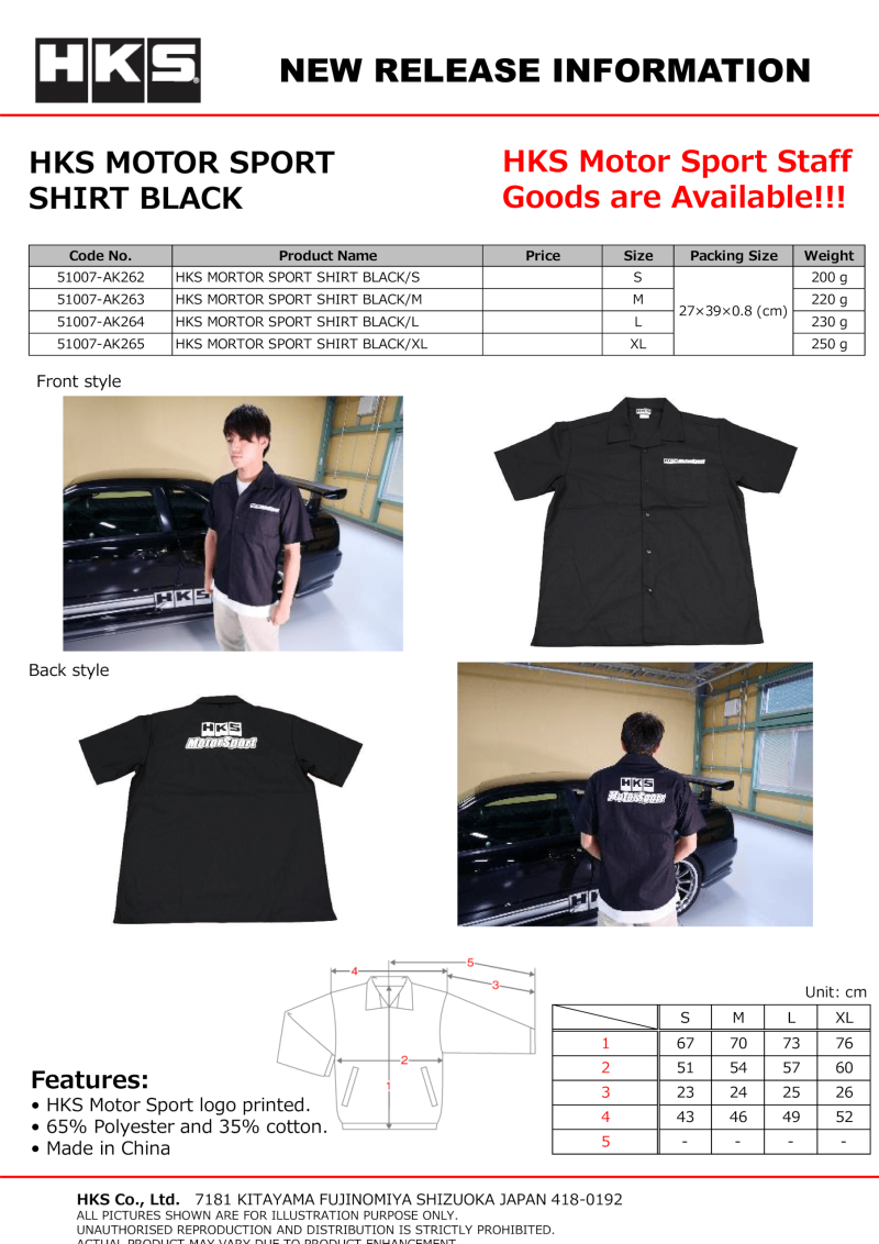 Shirts HKS51007-AK262 HKS