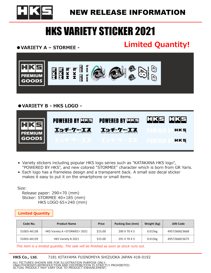 Stickers/Decals/Banners HKS51003-AK138 HKS