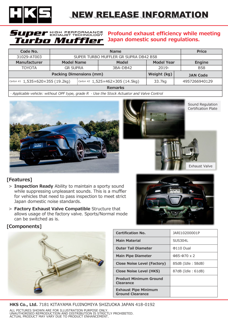 Catback HKS31029-AT003 HKS