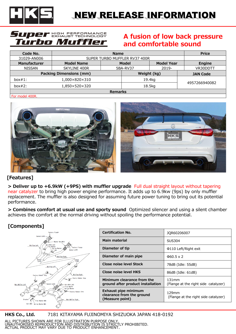 Catback HKS31029-AN006 HKS