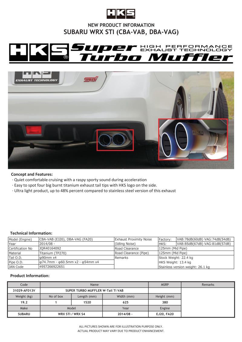 Catback HKS31029-AF013V HKS